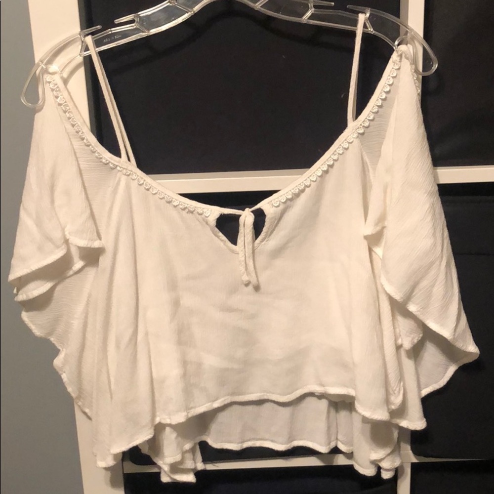 Paper krane off the shoulder crop top